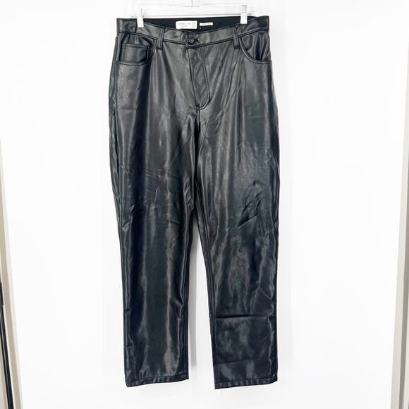 Abercrombie & Fitch Curve Love The ‘90s Straight Pants High Rise Faux Leather - Picture 1 of 7